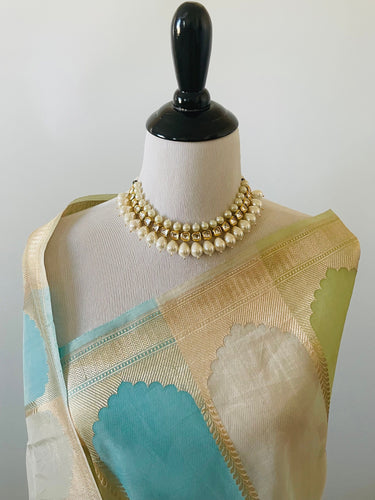 Rangkat Kora Silk Sari from Banaras | Multi Color | Handwoven | Ships from California